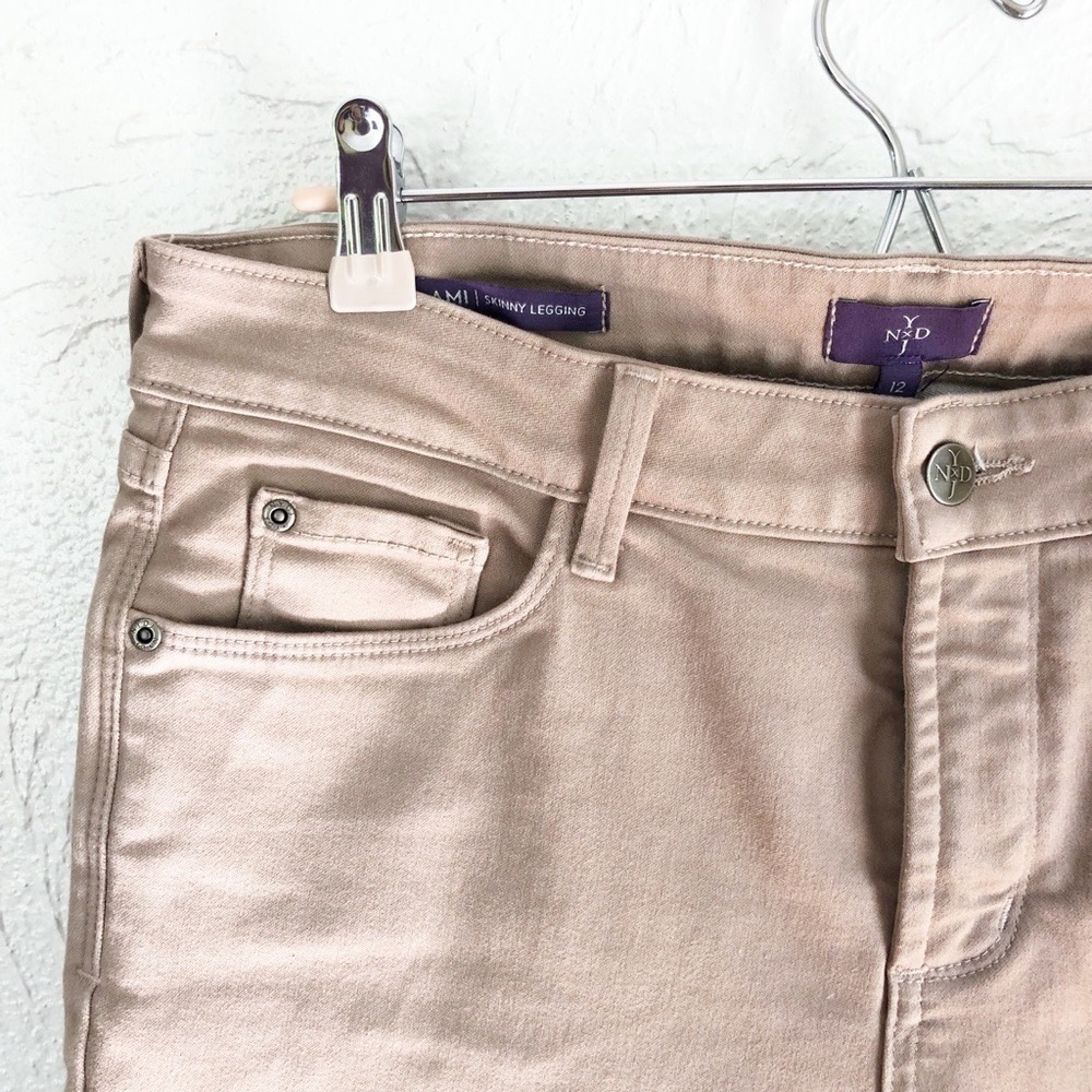 NYDJ Tan Skinny Jeans Size 12 Made In USA Lift Tuck Technology 30 in inseam EUC